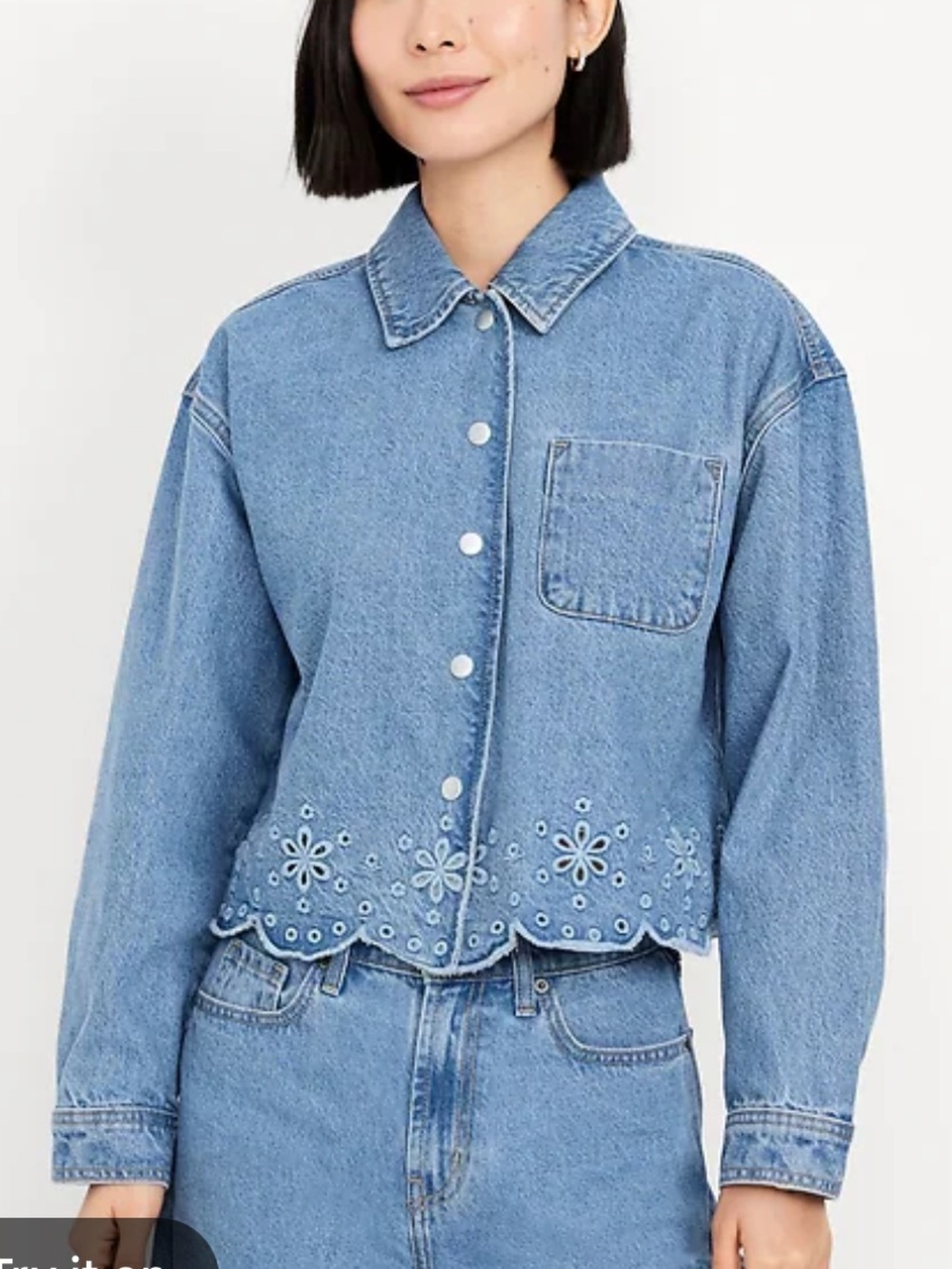 NWT M Old navy denim eyelet jacket